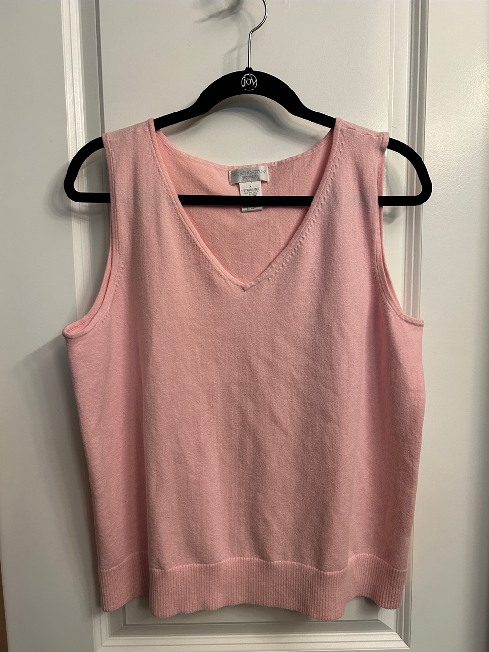 Light Pink V-Neck Knit Tank Top by Worthington